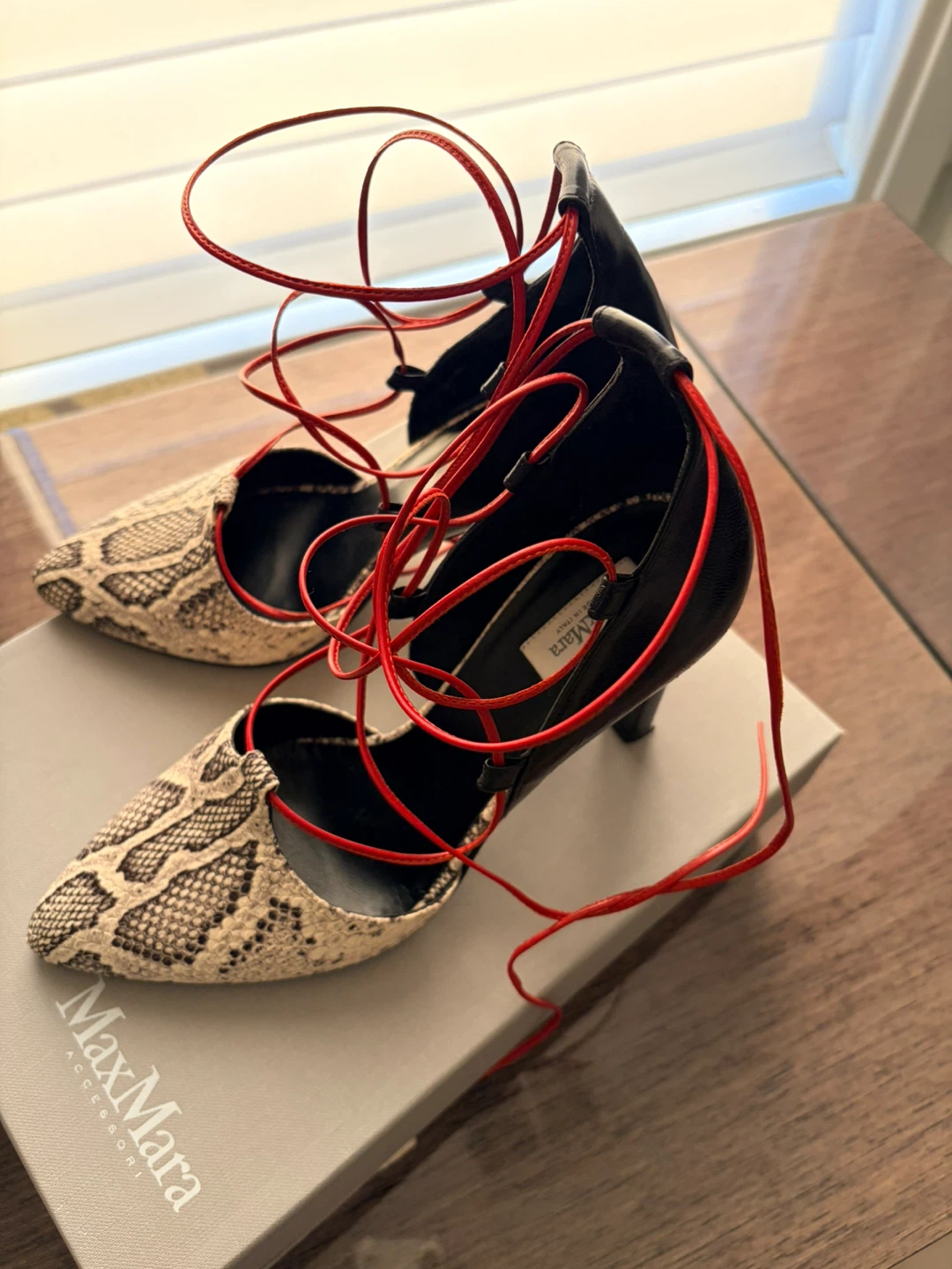 MAX MARA Python-Print Lace-up Leather Pumps-Size 36(US 6-6 1/2) - photo 2