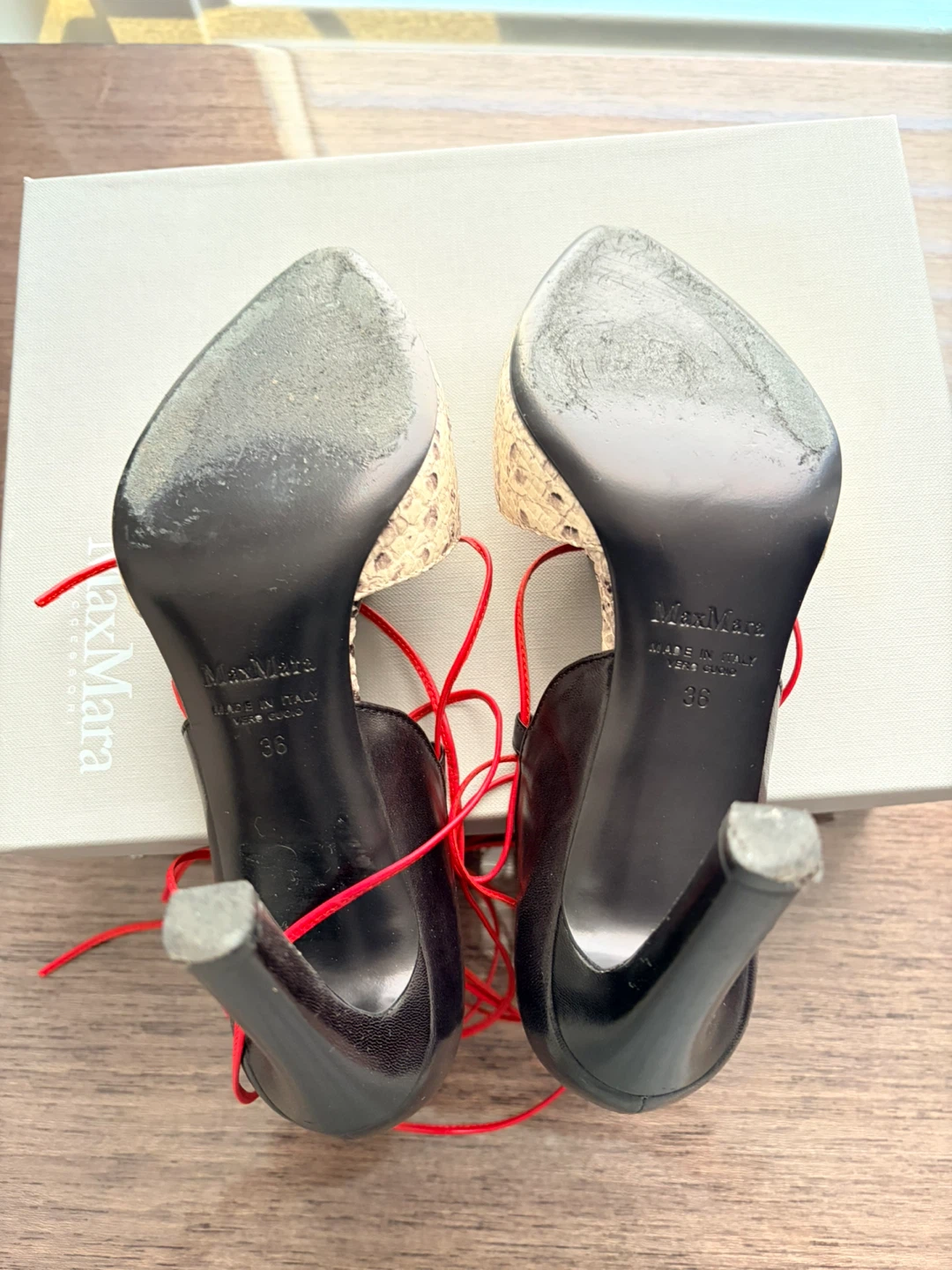 MAX MARA Python-Print Lace-up Leather Pumps-Size 36(US 6-6 1/2) - photo 4
