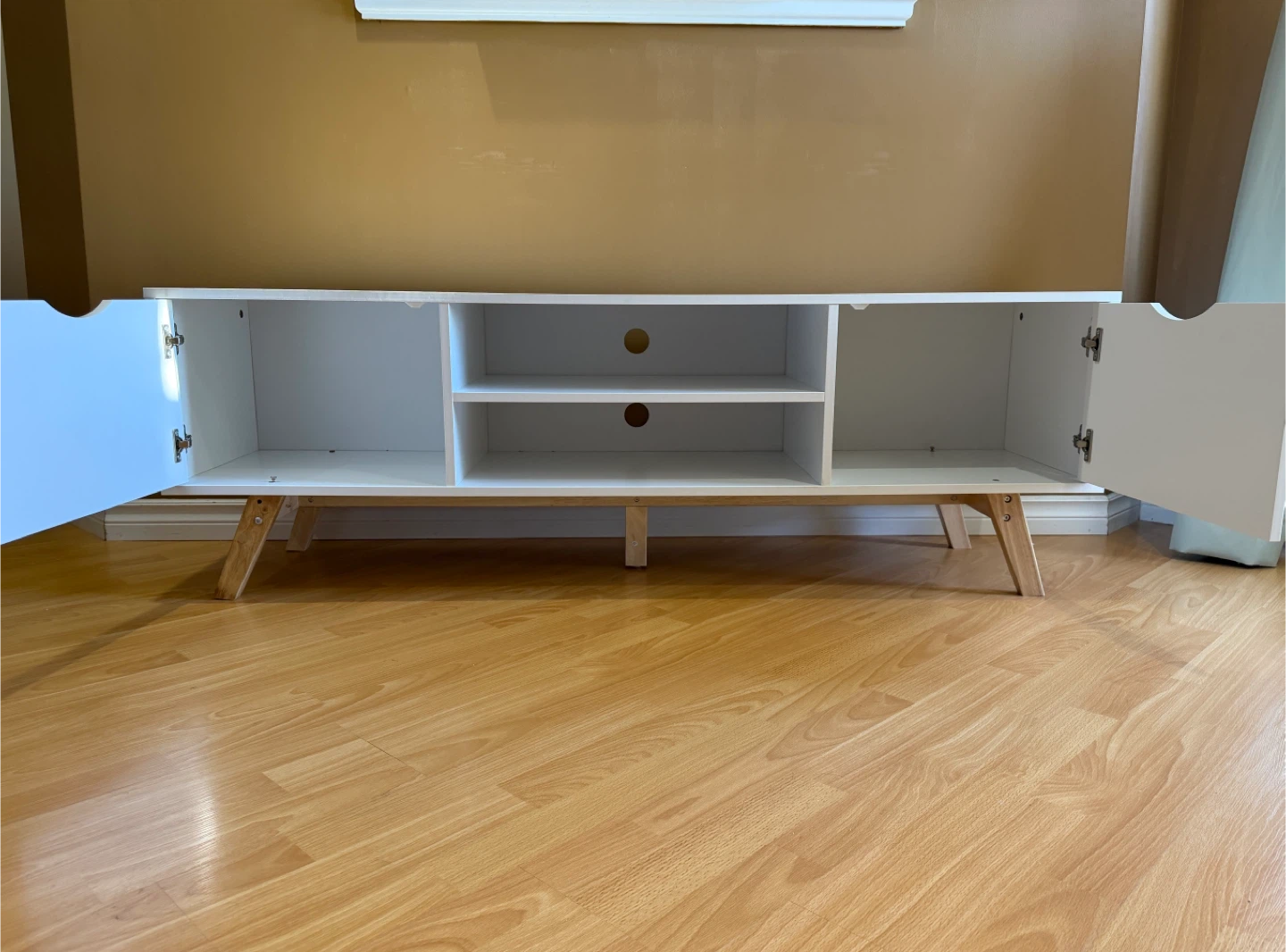 White Media Console with Storage | TV Stand - photo 2