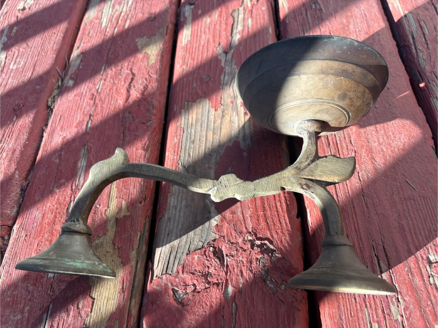 Antique Brass Candlestick Holder Aarti Diya - photo 3