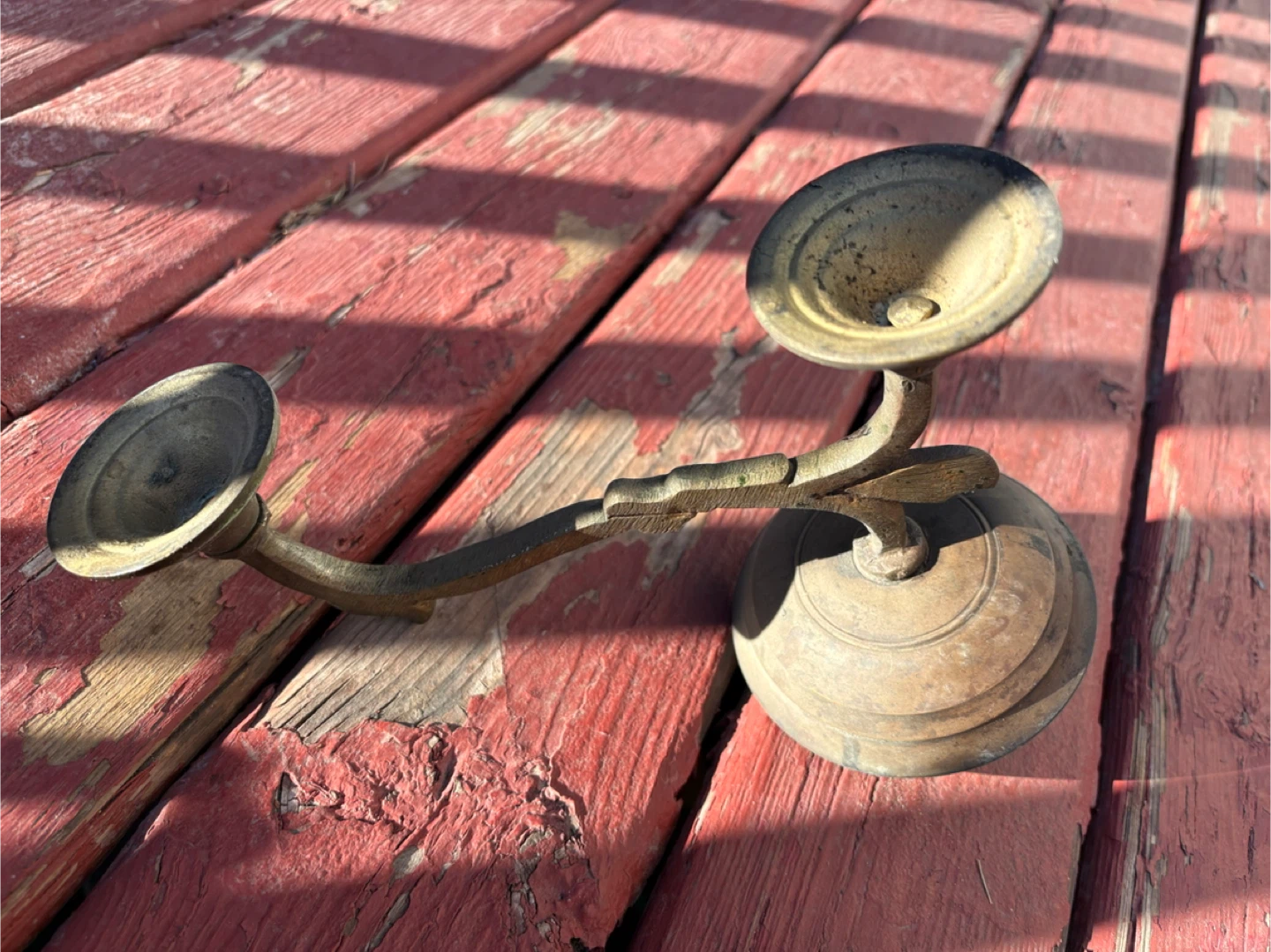 Antique Brass Candlestick Holder Aarti Diya - photo 2