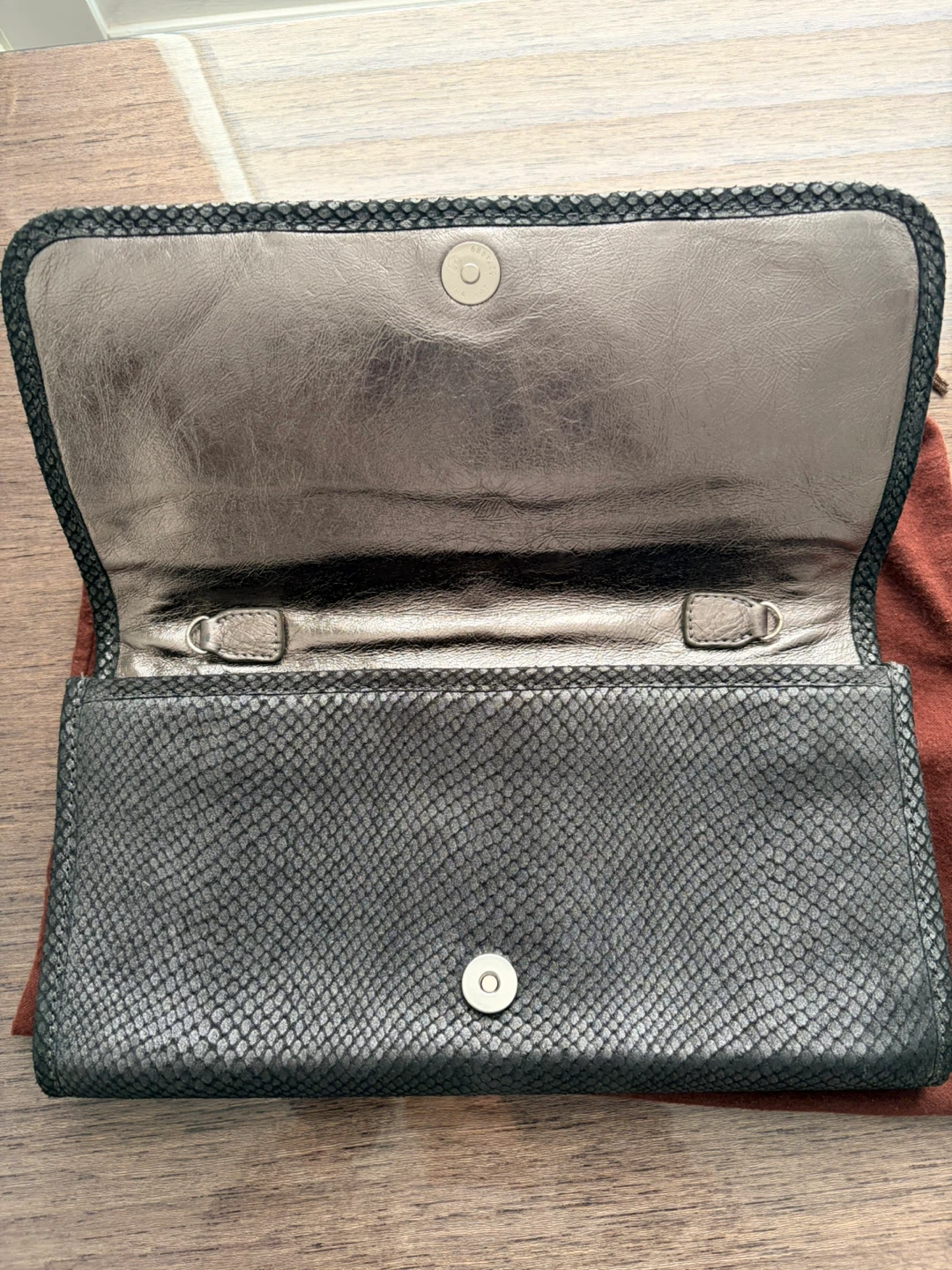Isabella Fiore Black and Silver Geometric Clutch Purse - photo 2