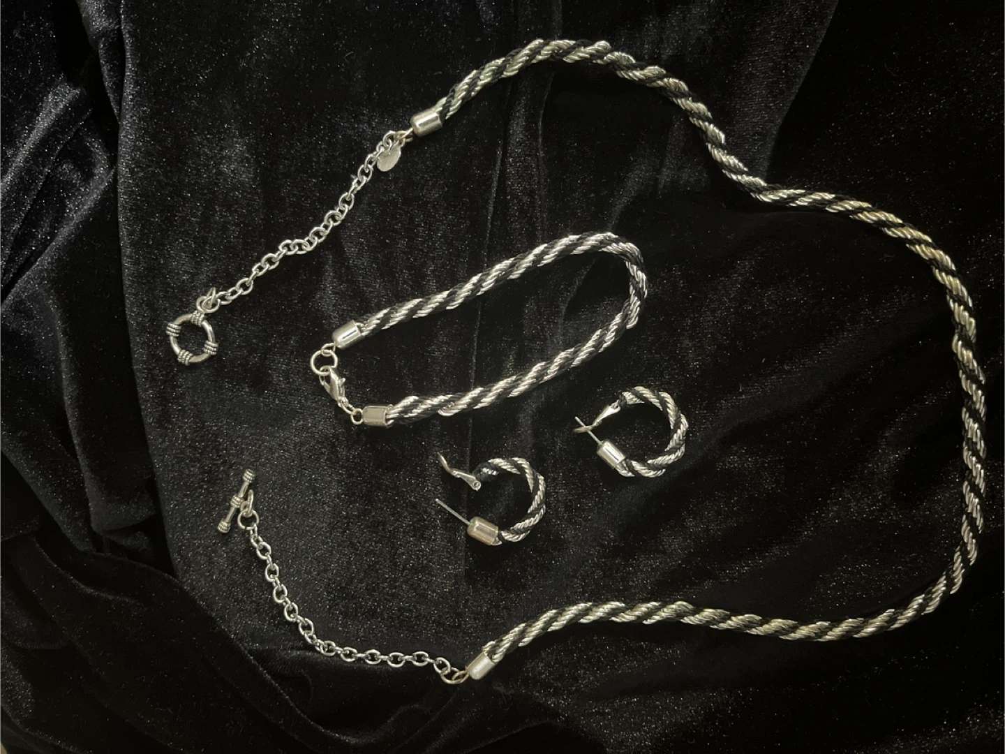 Twisted Chain Necklace, Bracelet, and Earrings Set 🏆