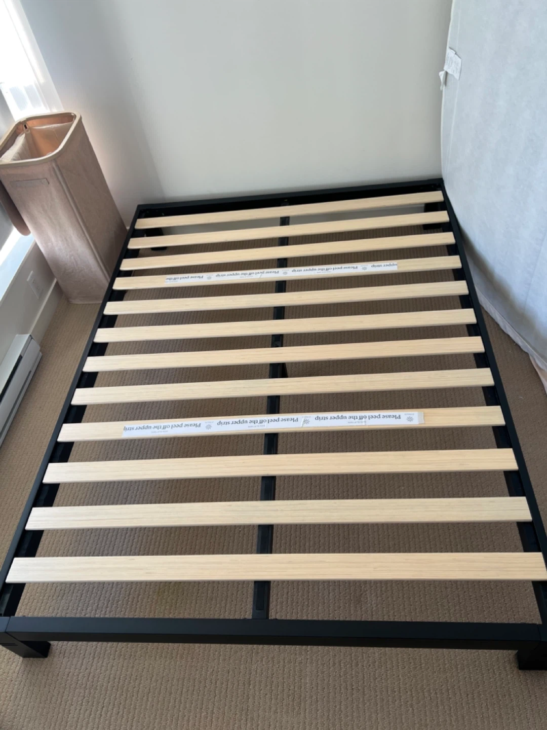 Black Metal Bed Frame with Wooden Slats - photo 2