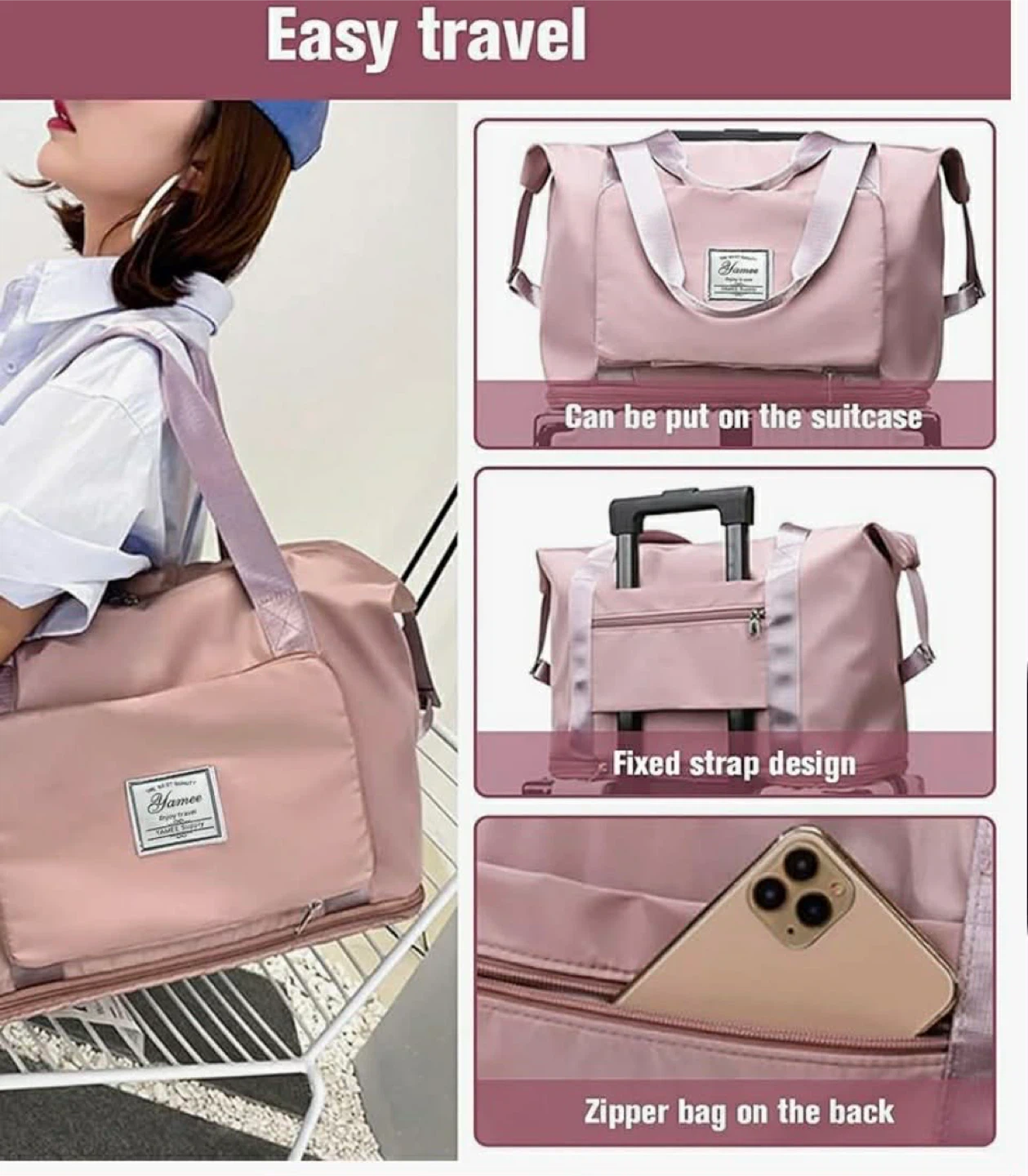 Pink Foldable Travel Duffel Bag - photo 4