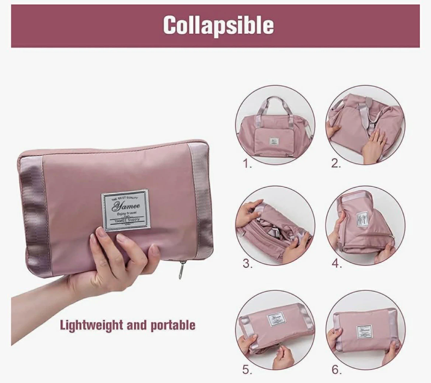 Pink Foldable Travel Duffel Bag - photo 2