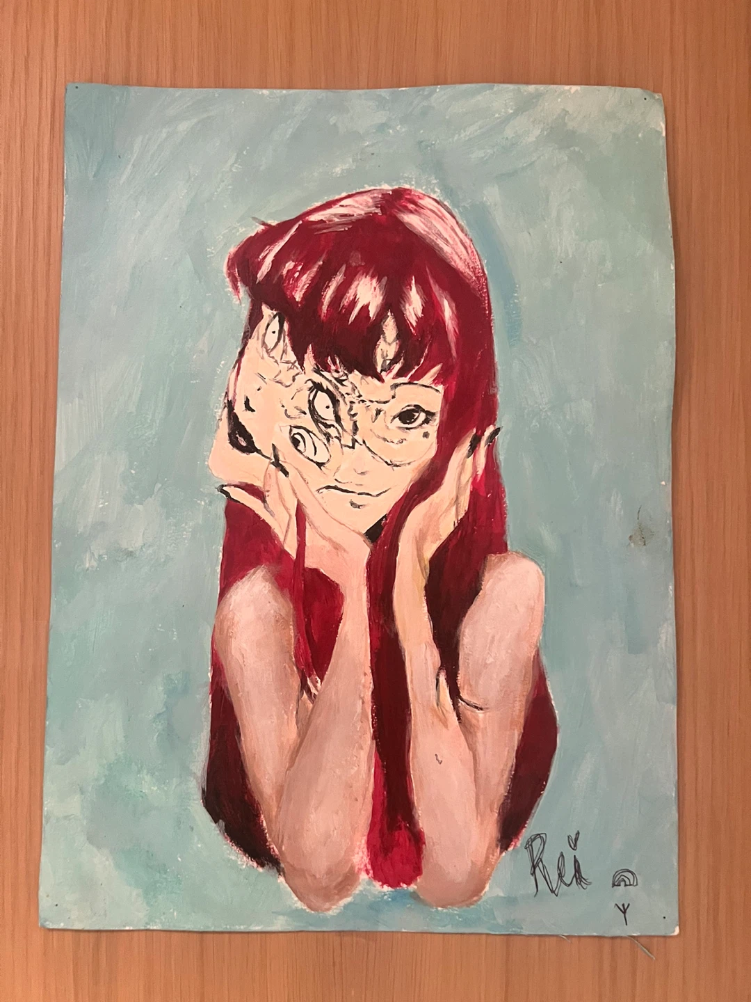 Original Anime Style Painting of a Double-Faced Girl