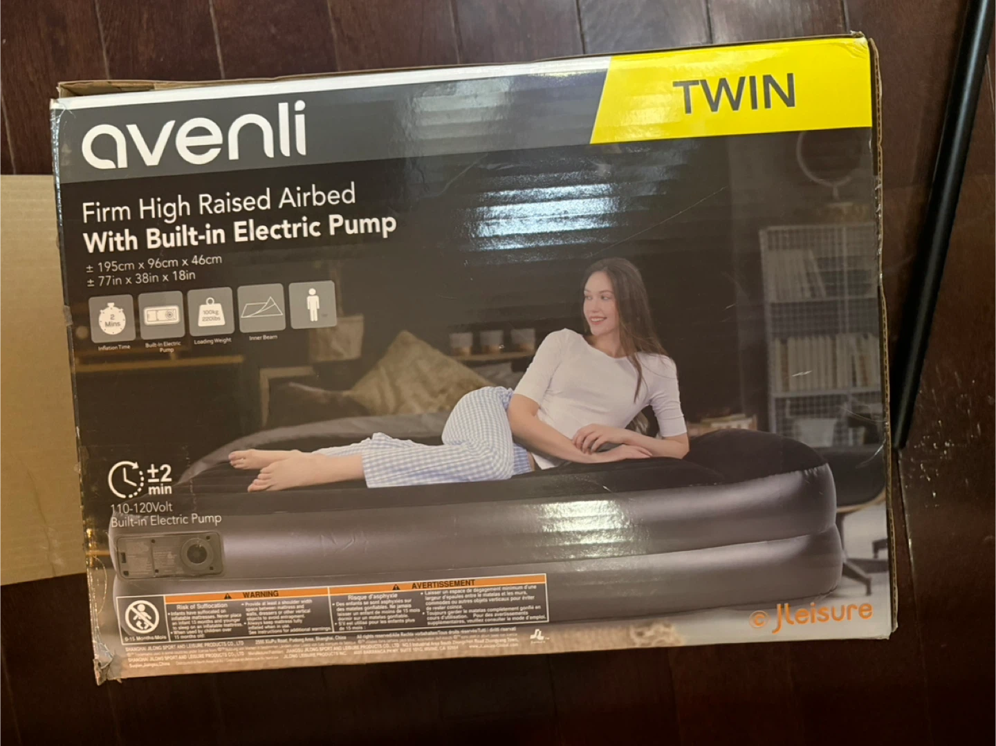 Avenli Twin Firm High Raised Airbed with Built-in Electric Pump