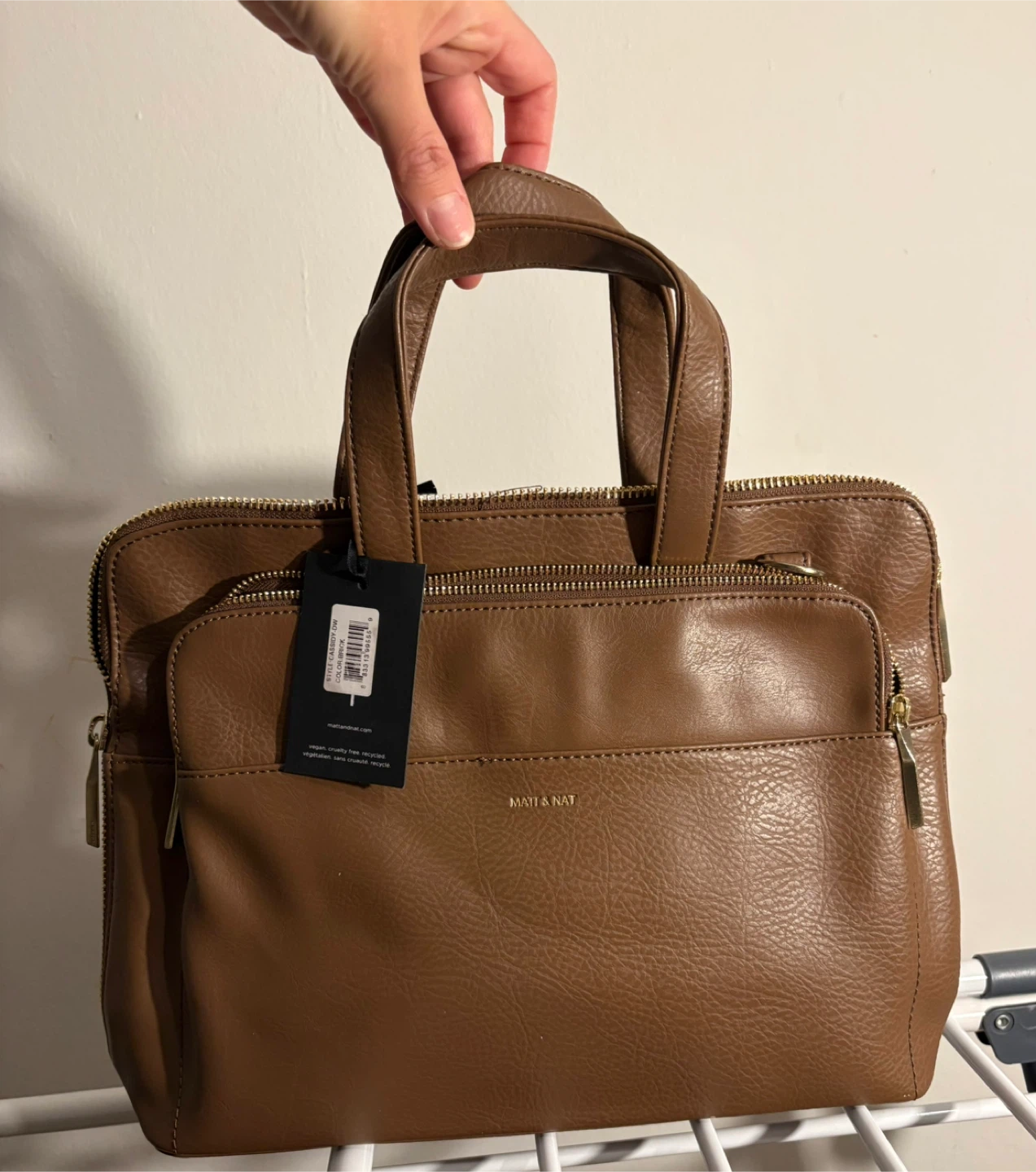 New with labels- Matt & Nat Vegan leather Satchel/laptop bag