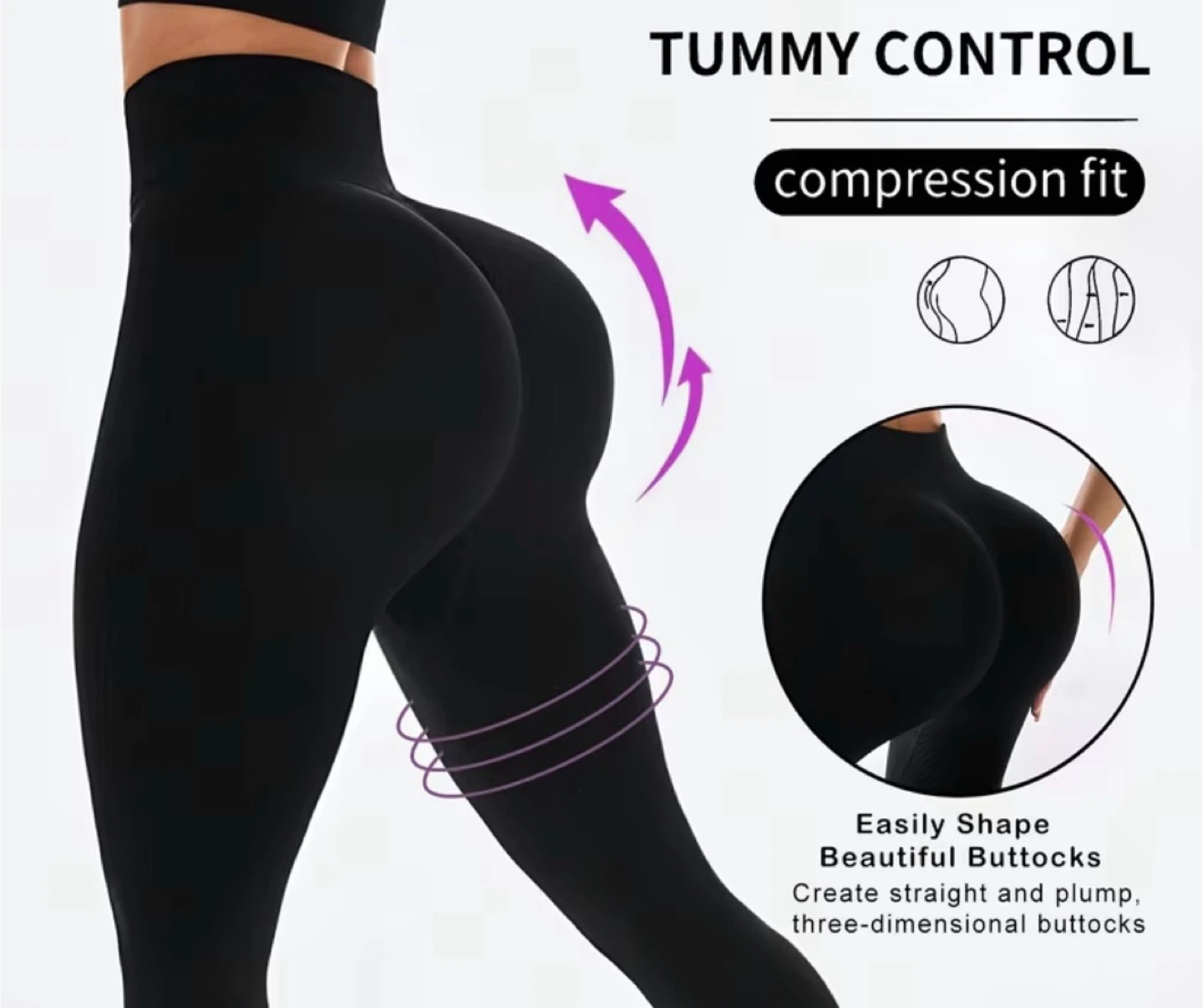 Brand New Black Compression Fit Tummy Control Leggings 🏆