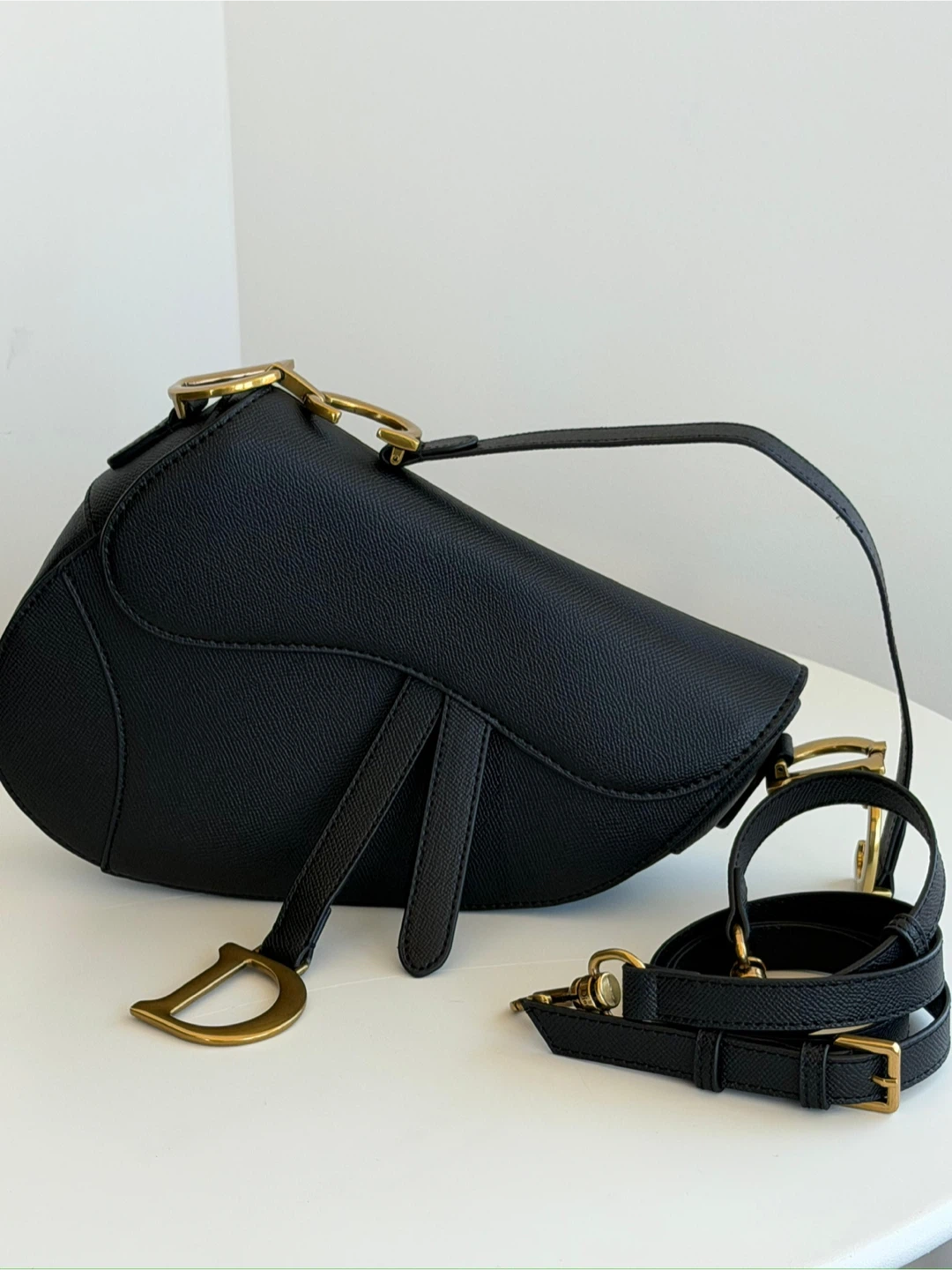 Dior Black Leather Saddle Bag