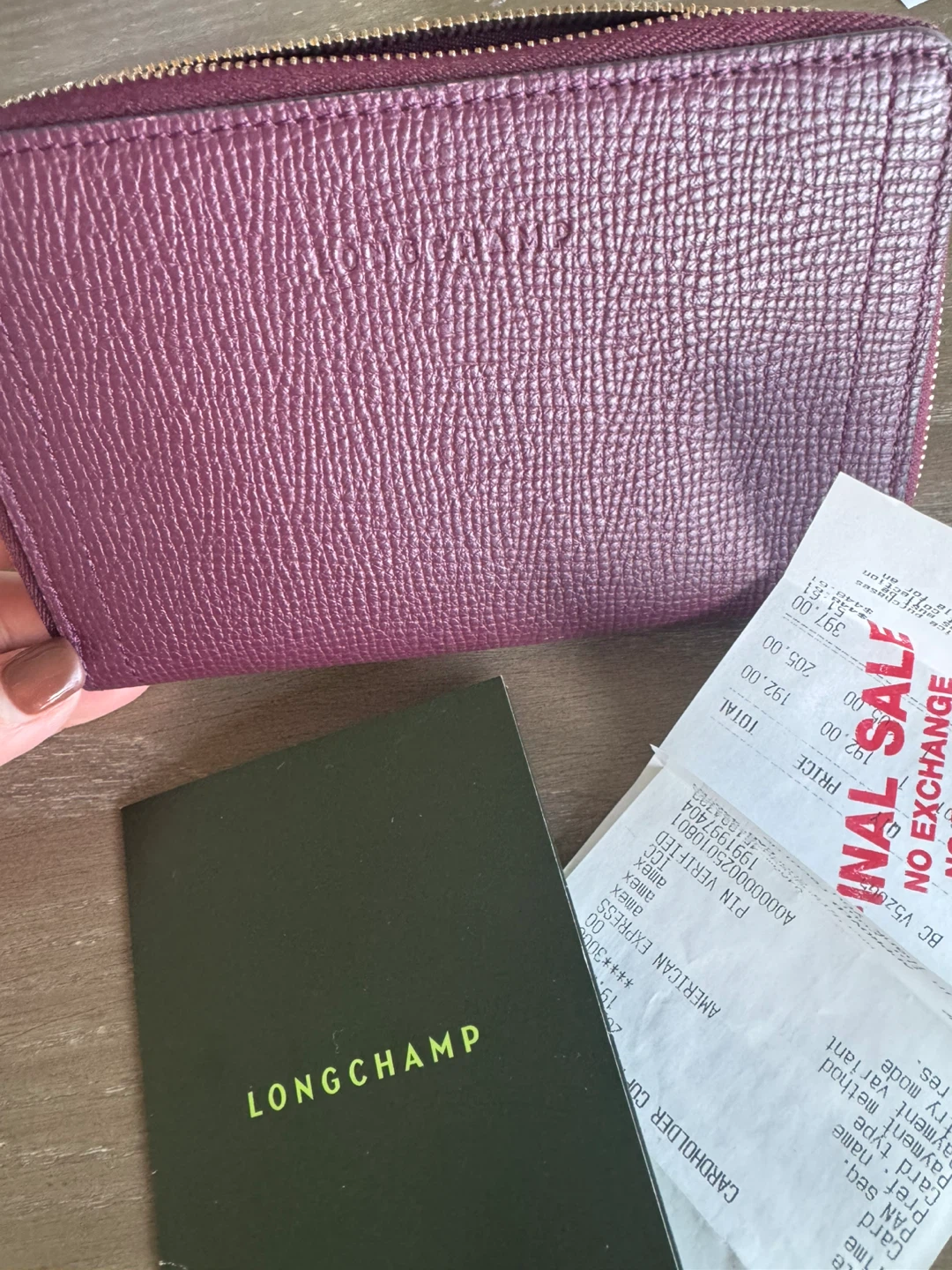 Longchamp Burgundy Leather Zip Around Wallet