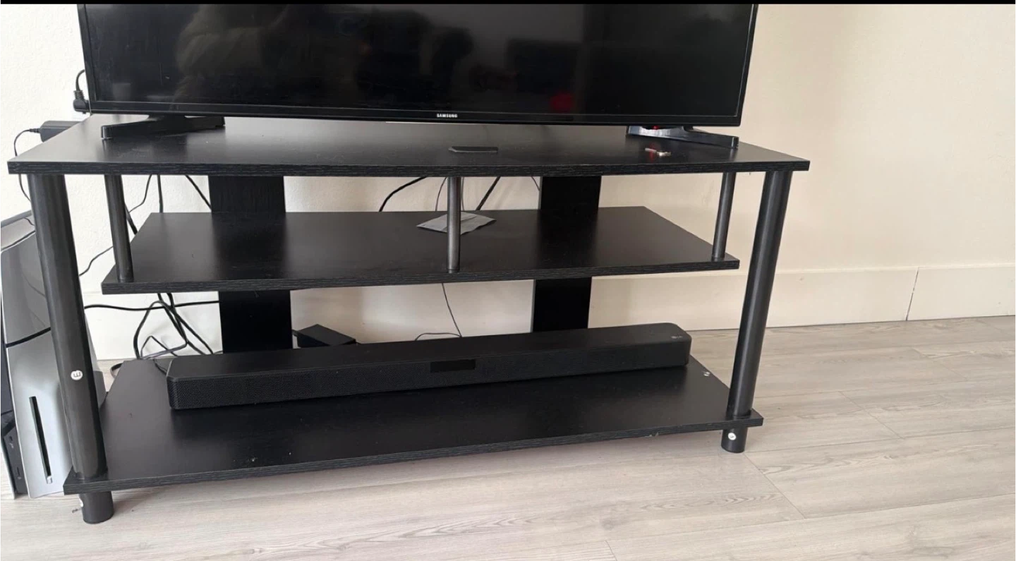 Black 3-Shelf TV Stand - photo 2