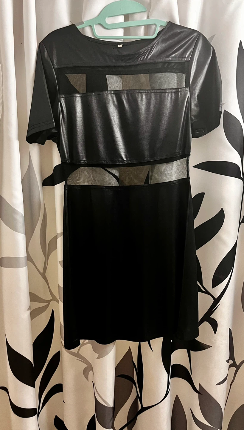 Black dress with partially Mesh fabric