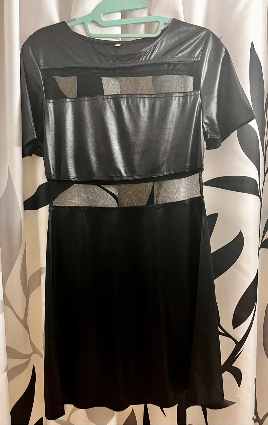 Black dress with partially Mesh fabric - photo 2