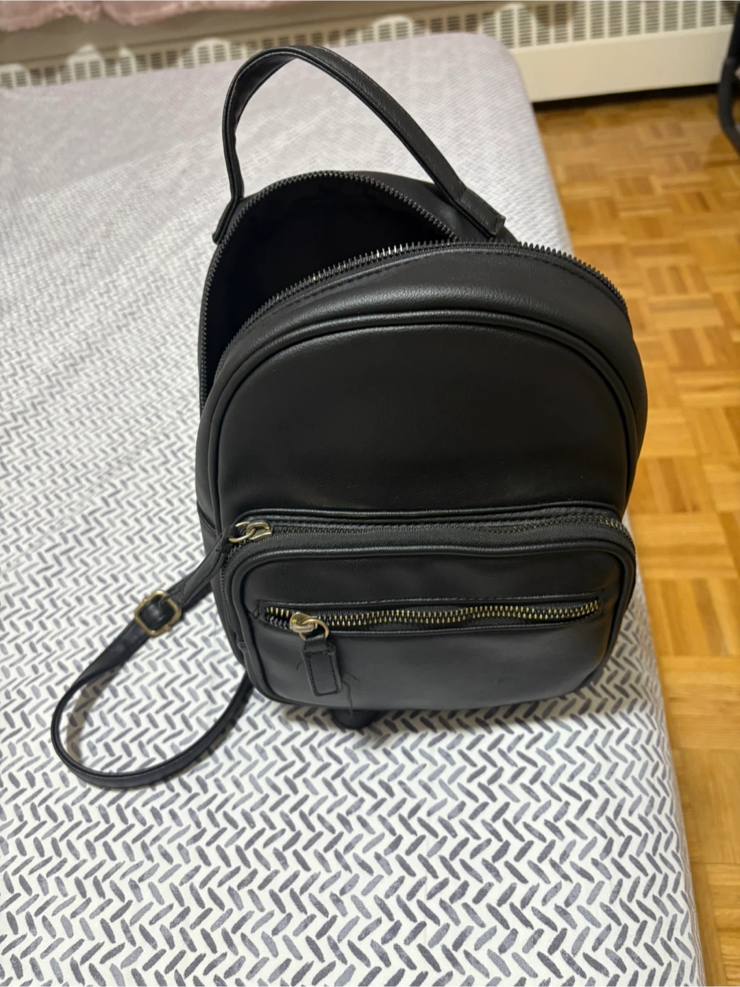 Primark Black Leather Mini Backpack
