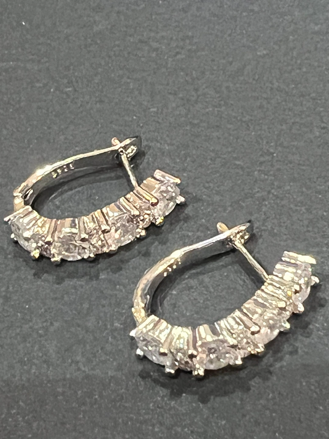 Sterling Silver Moissanite Hoop Earrings - photo 3