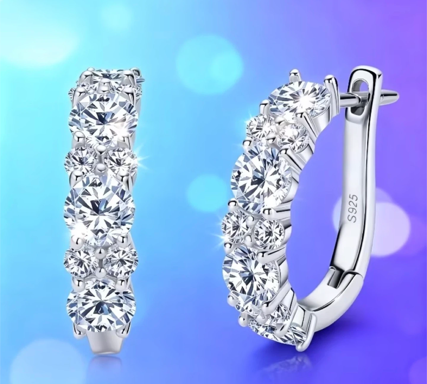 Sterling Silver Moissanite Hoop Earrings - photo 5