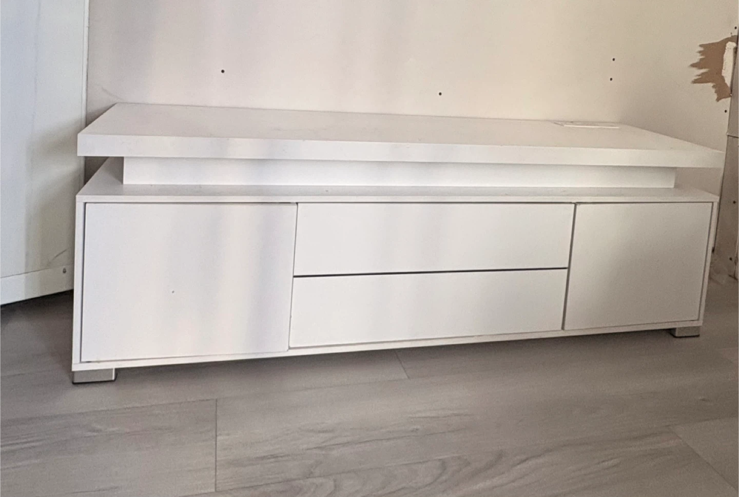 White Media Console with Storage