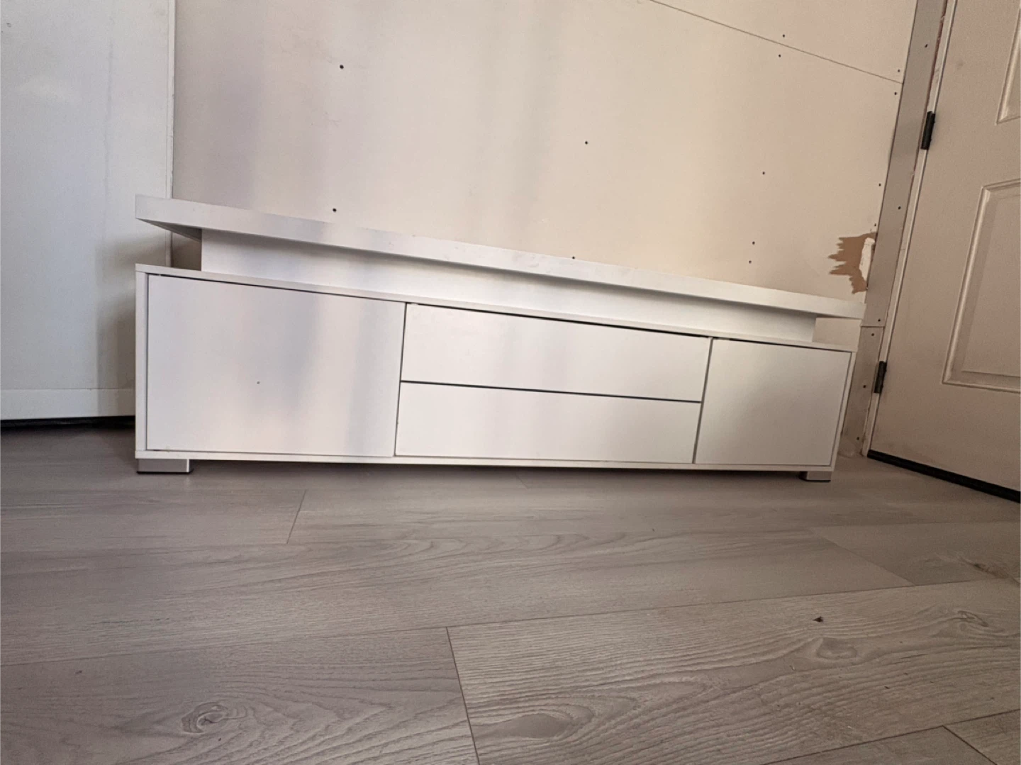 White Media Console with Storage - photo 4