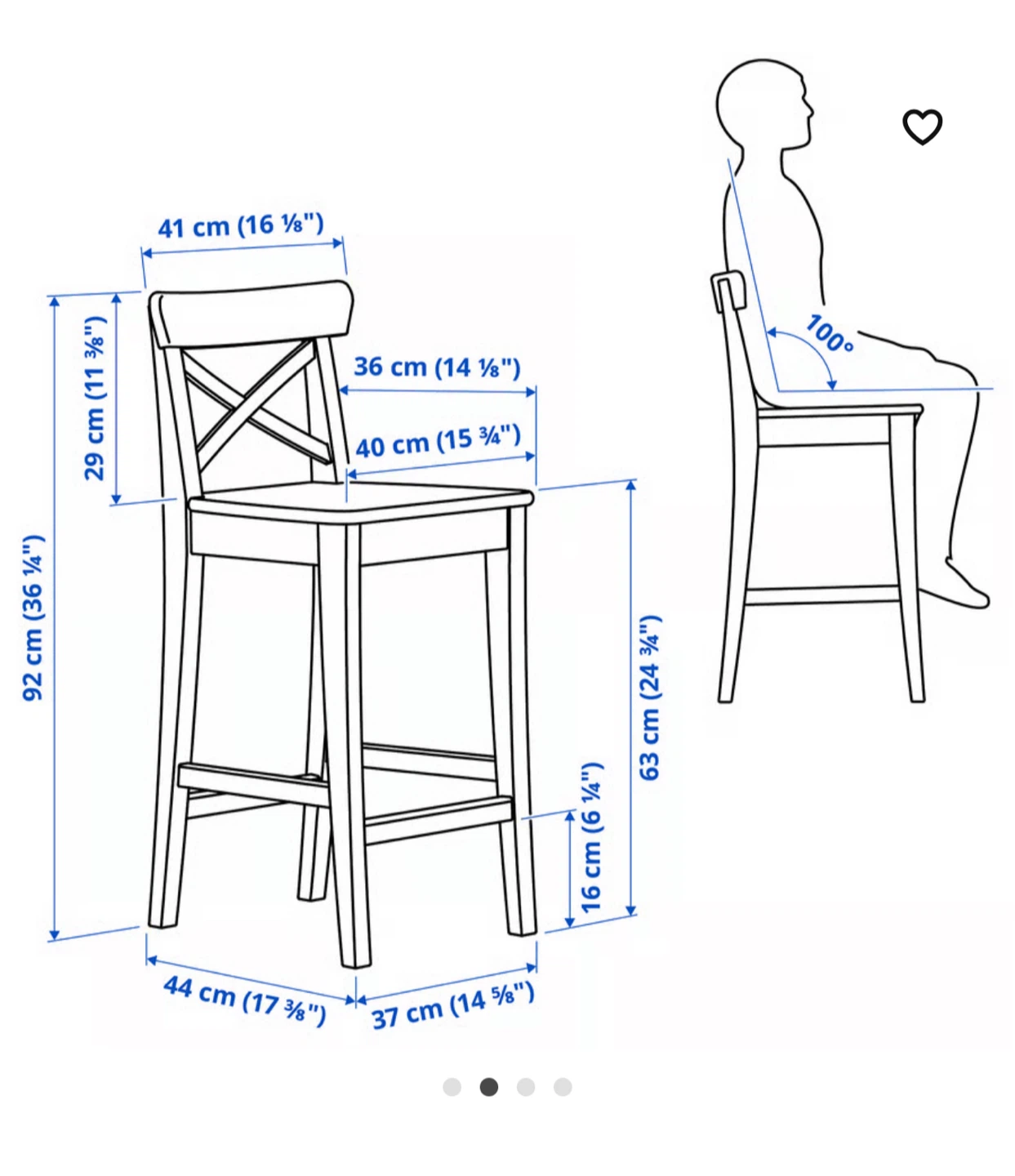 IKEA Rosentorp Bar Stool with Backrest - Black - photo 3