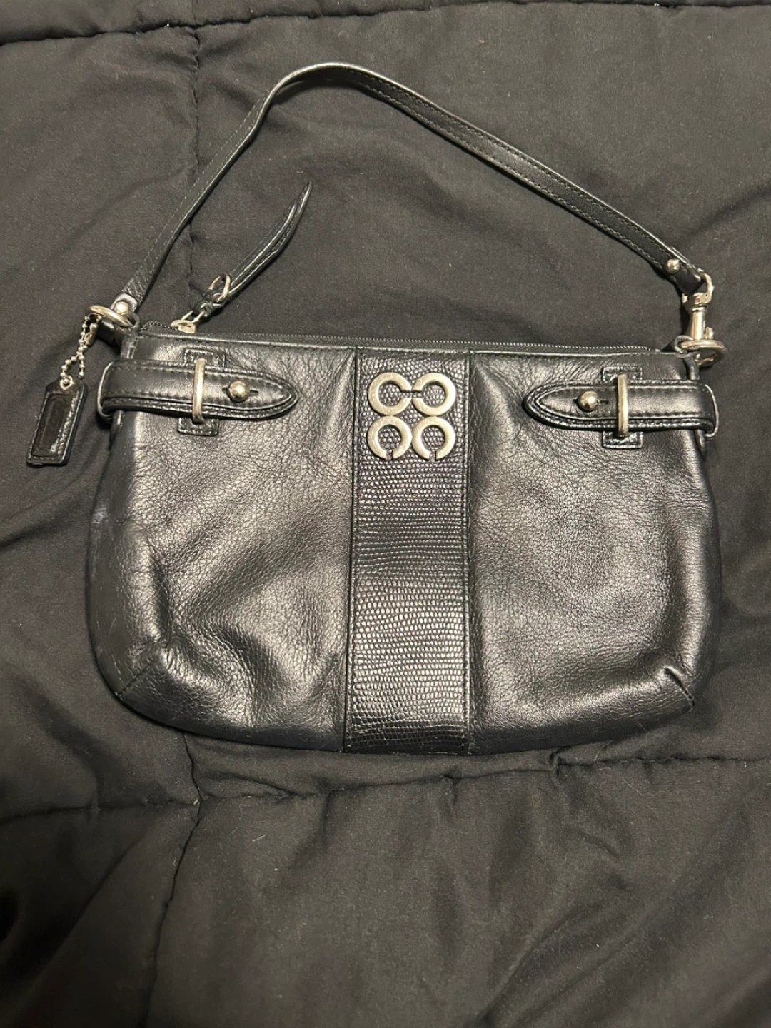 Black Coach Leather Clutch Wristlet