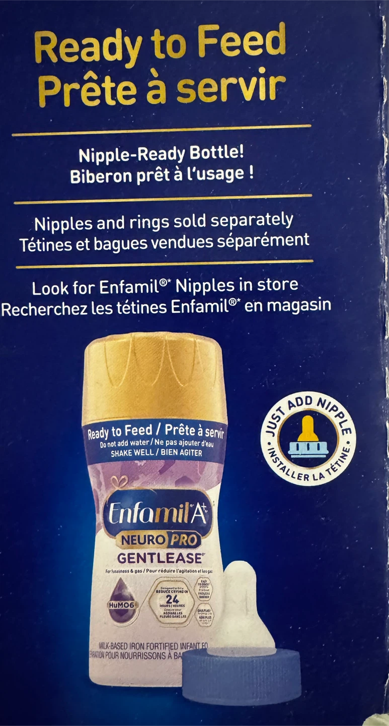 Enfamil Gentlease bottles ready to feed