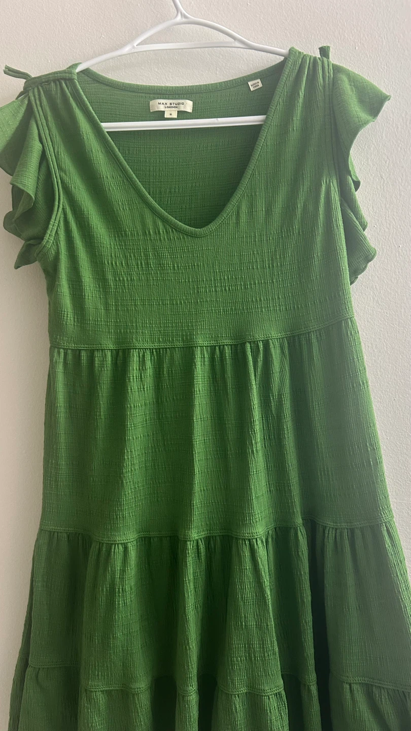 Max Studio London Green Tiered Mini Dress