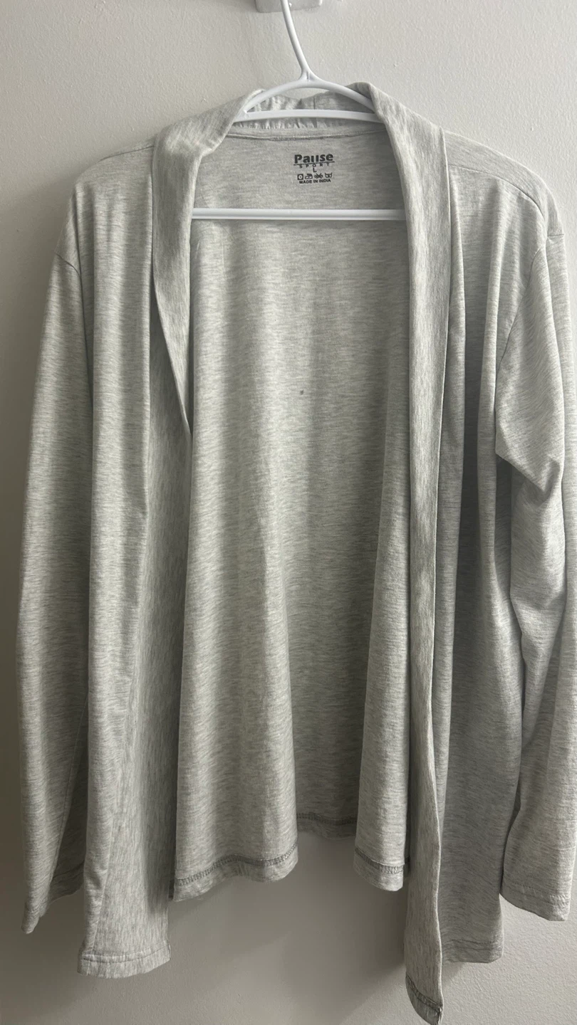 Grey Open Front Cardigan