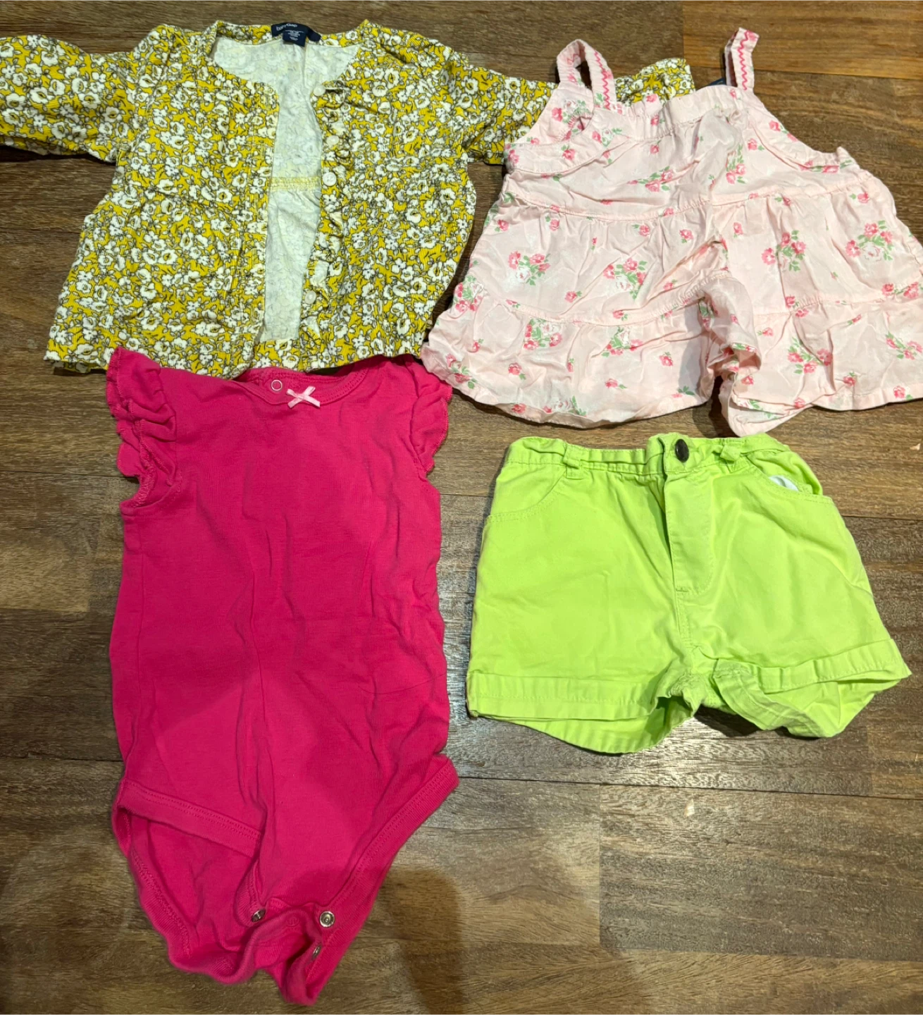 Baby Girl Clothes Set - Cardigan, Dress, Bodysuit, Shorts