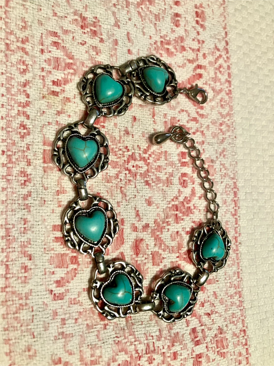 Turquoise Heart Charm Bracelet