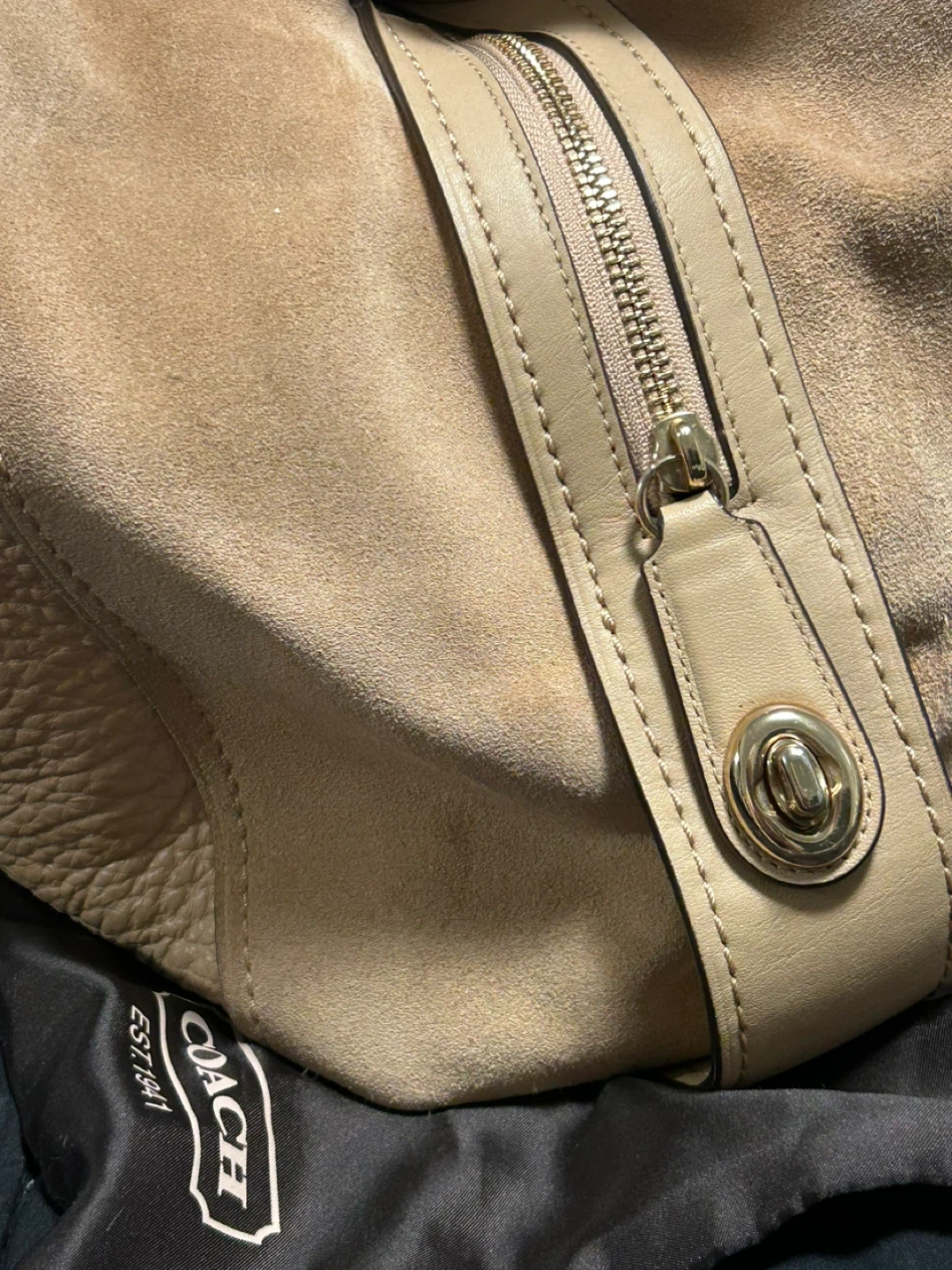 Coach Hobo Bag Beige Leather Suede - photo 5
