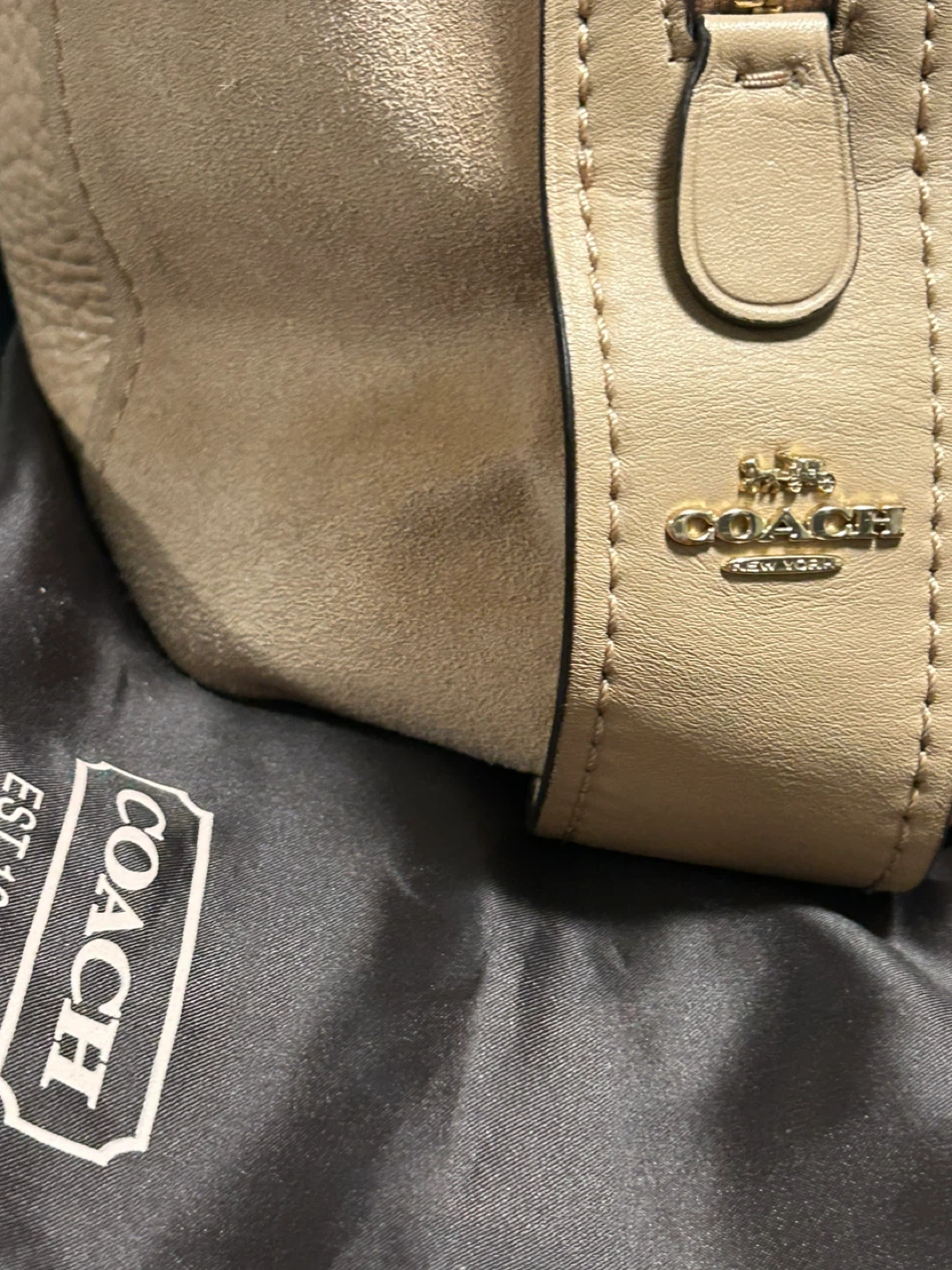 Coach Hobo Bag Beige Leather Suede - photo 4