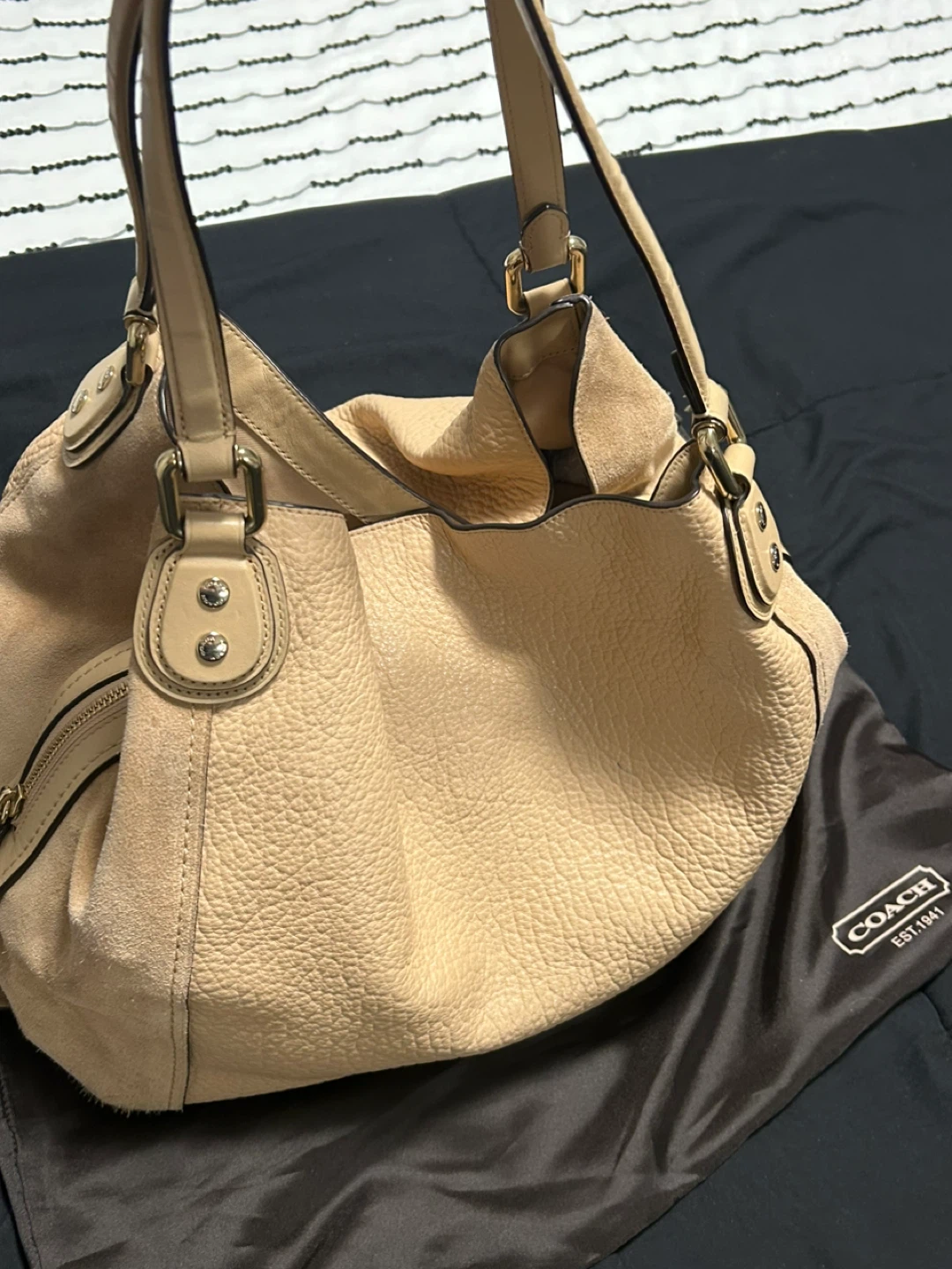 Coach Hobo Bag Beige Leather Suede - photo 2