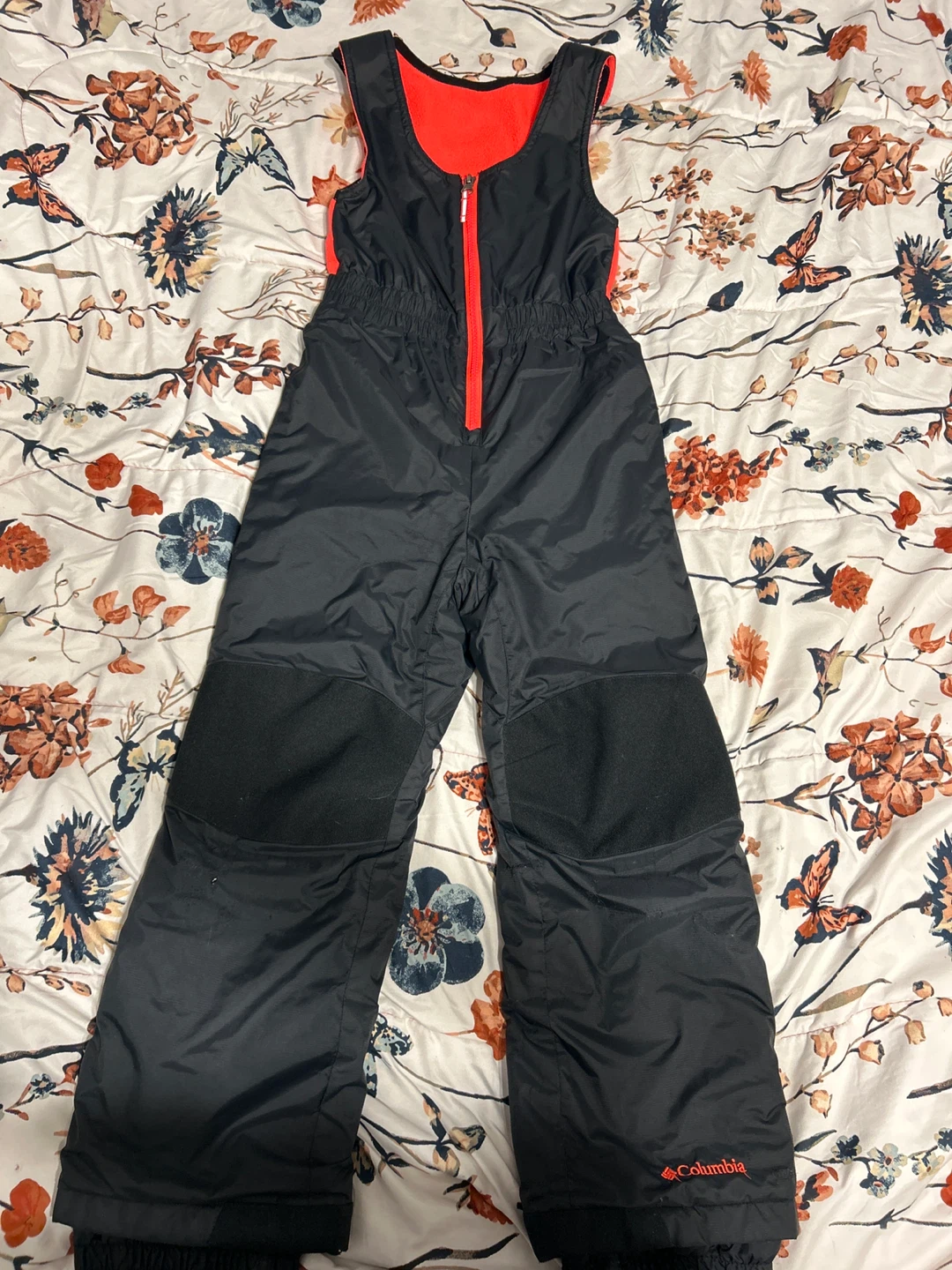 Columbia Kids Snow Bib Pants Black Orange