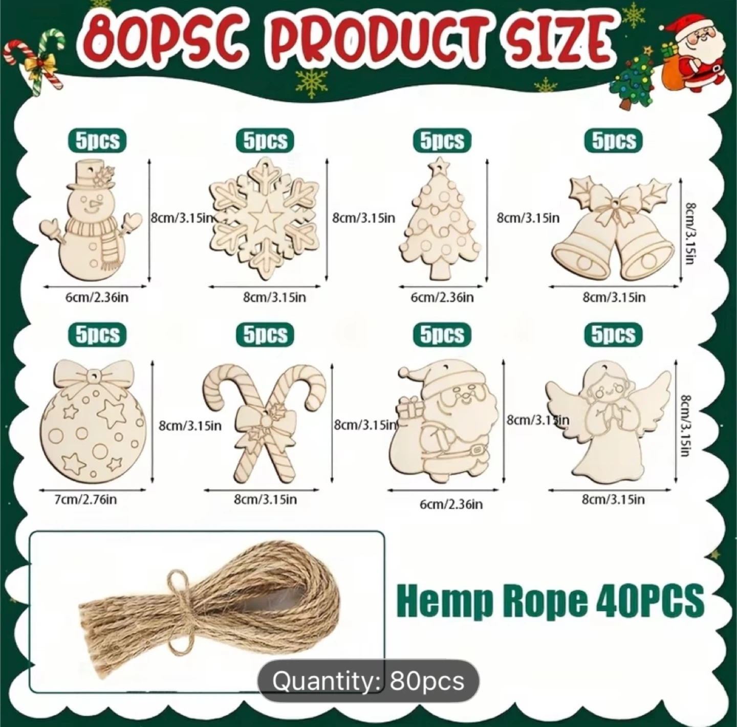 80 Piece Wooden Christmas Ornaments Kit 🏆 - photo 3