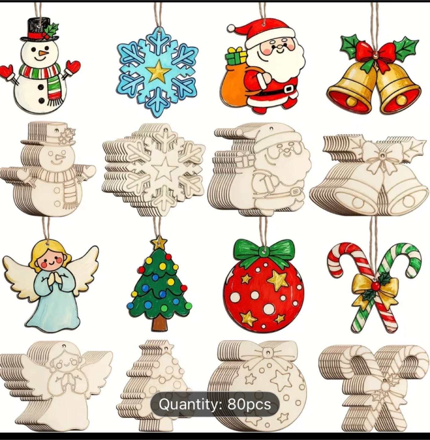 80 Piece Wooden Christmas Ornaments Kit 🏆 - photo 2
