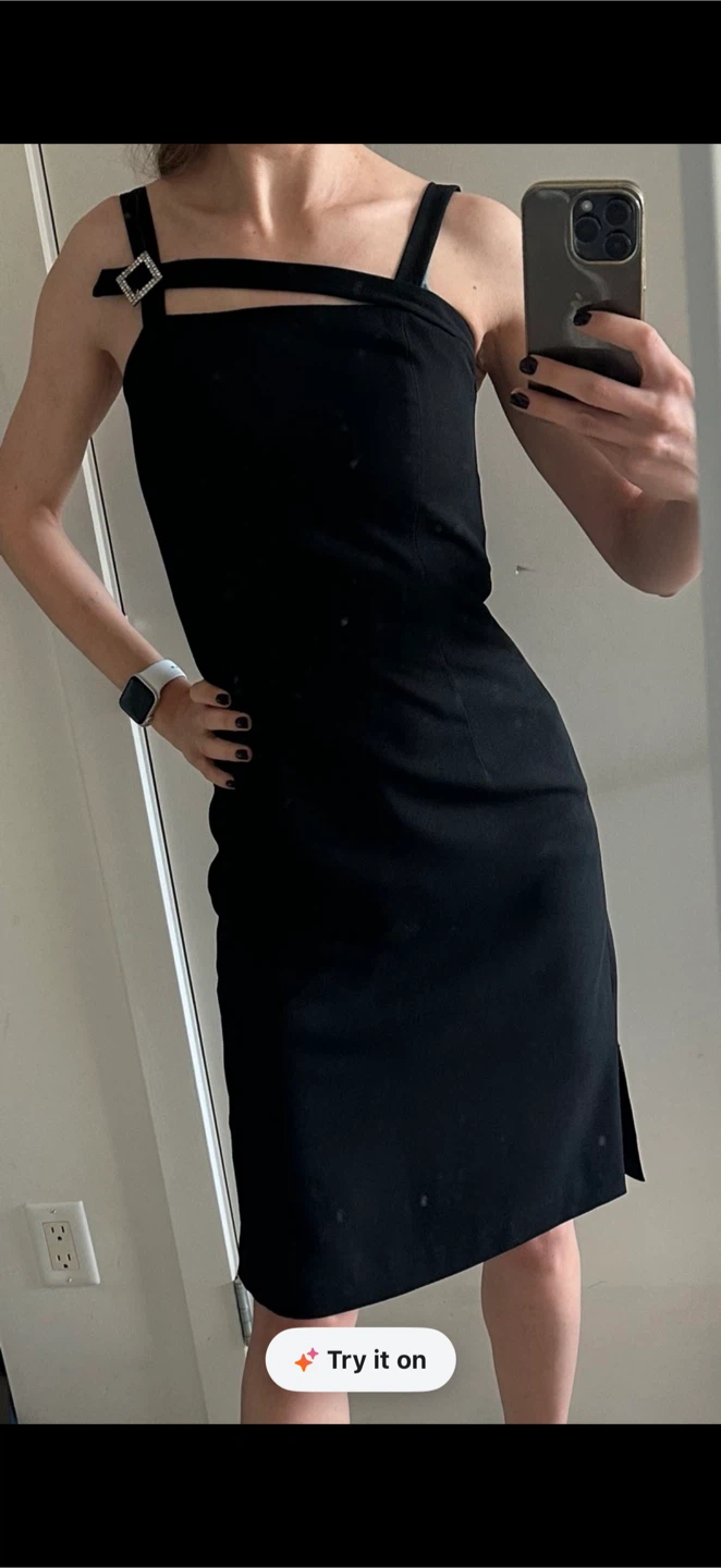 Black Midi Dress with Gem Embellishment🏆