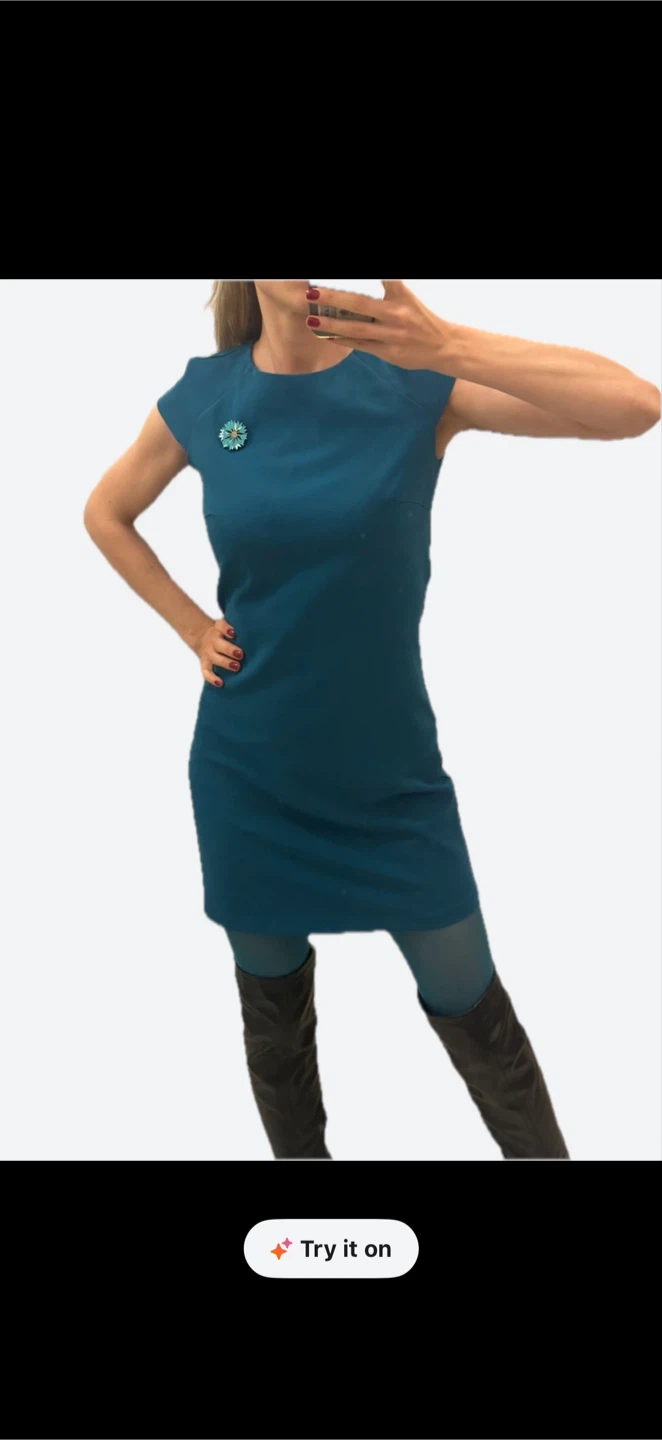 Teal Cap Sleeve Sheath Dress🏆