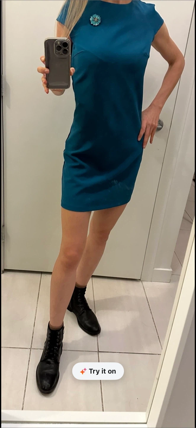 Teal Cap Sleeve Sheath Dress🏆 - photo 2