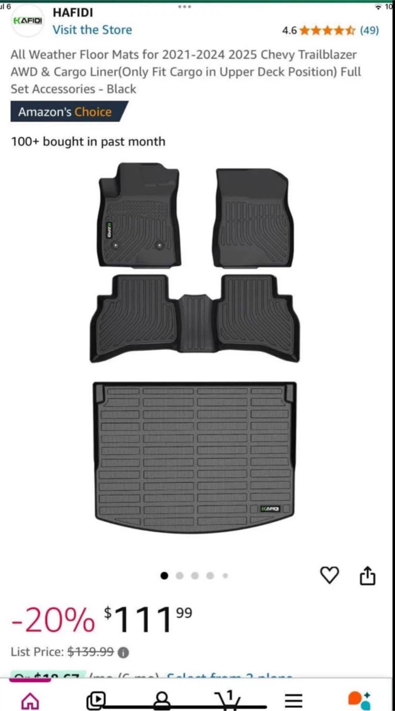 Chevy Trailblazer AWD 2021-2025 All Weather Floor Liners 🏆 - photo 5