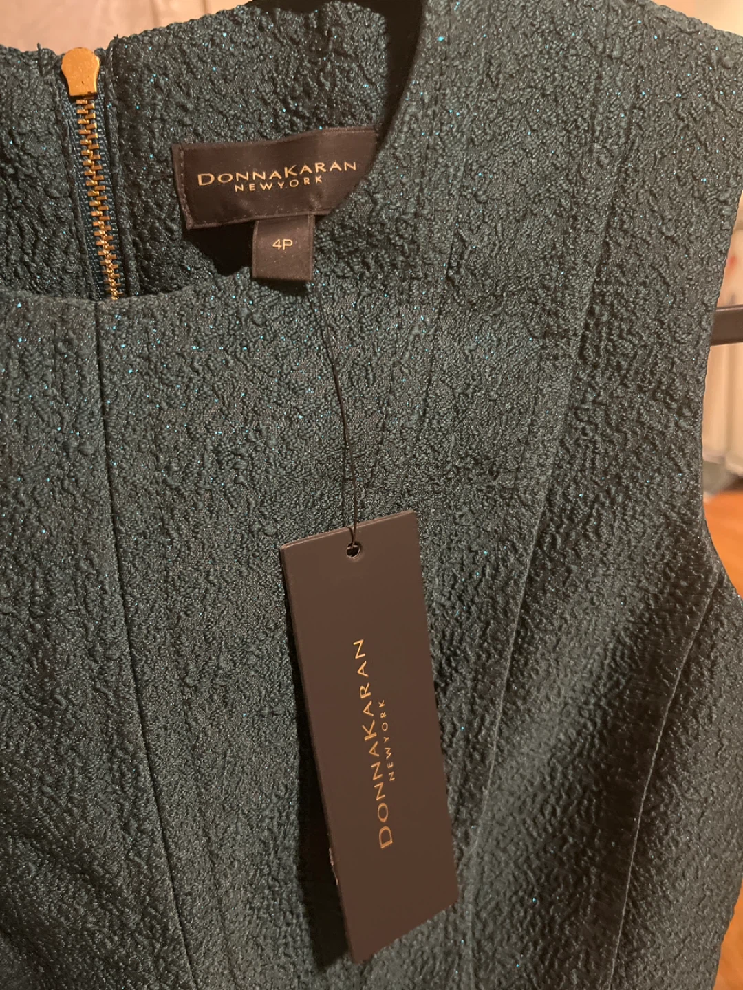 Donna Karan New York Teal Textured Sheath Dress Size 4P - photo 5