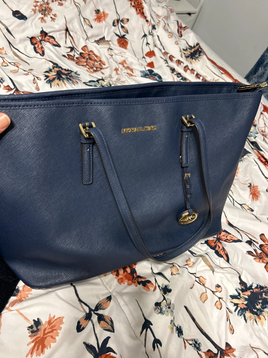 Michael Kors Jet Set Medium Leather Tote Bag - Navy - photo 5