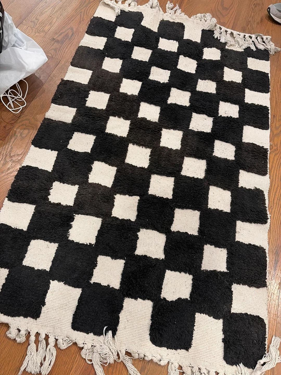 Checkerboard Area Rug with Tassels