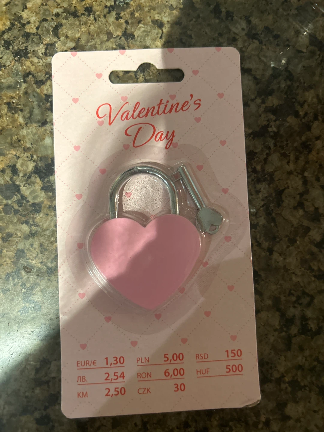 Pink Heart Padlock with Key - Valentine's Day