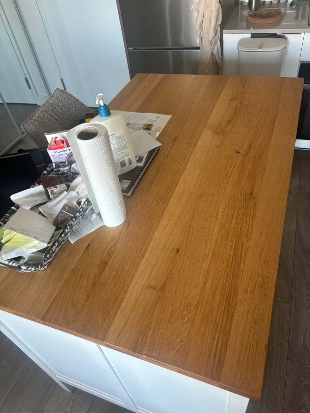 White Kitchen Island with Wooden Top - photo 3