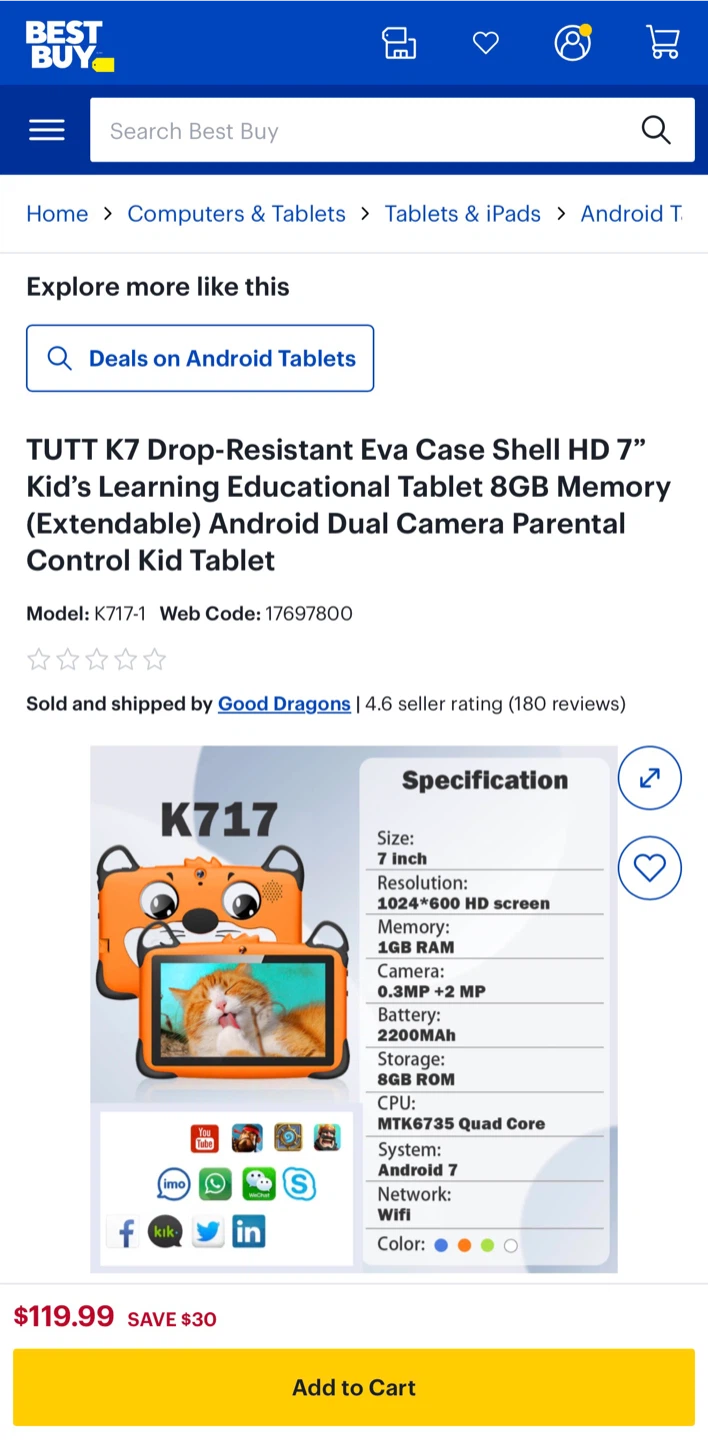 Wintouch K717 Kids Tab Play & Learn Tablet - 7 Inch - photo 2