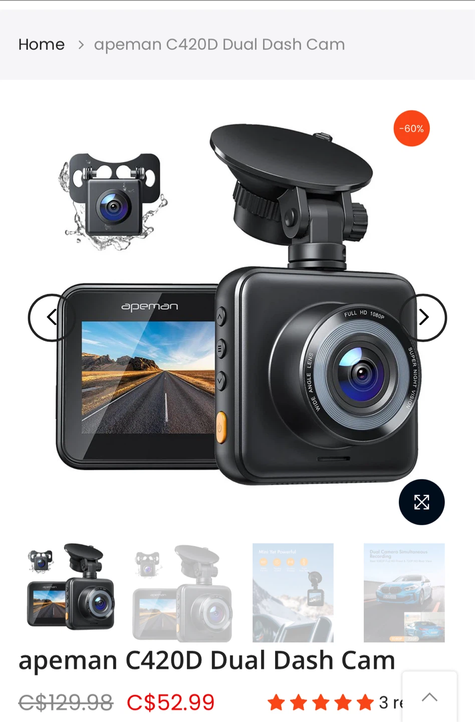 Apeman C420D Dual Dash Cam