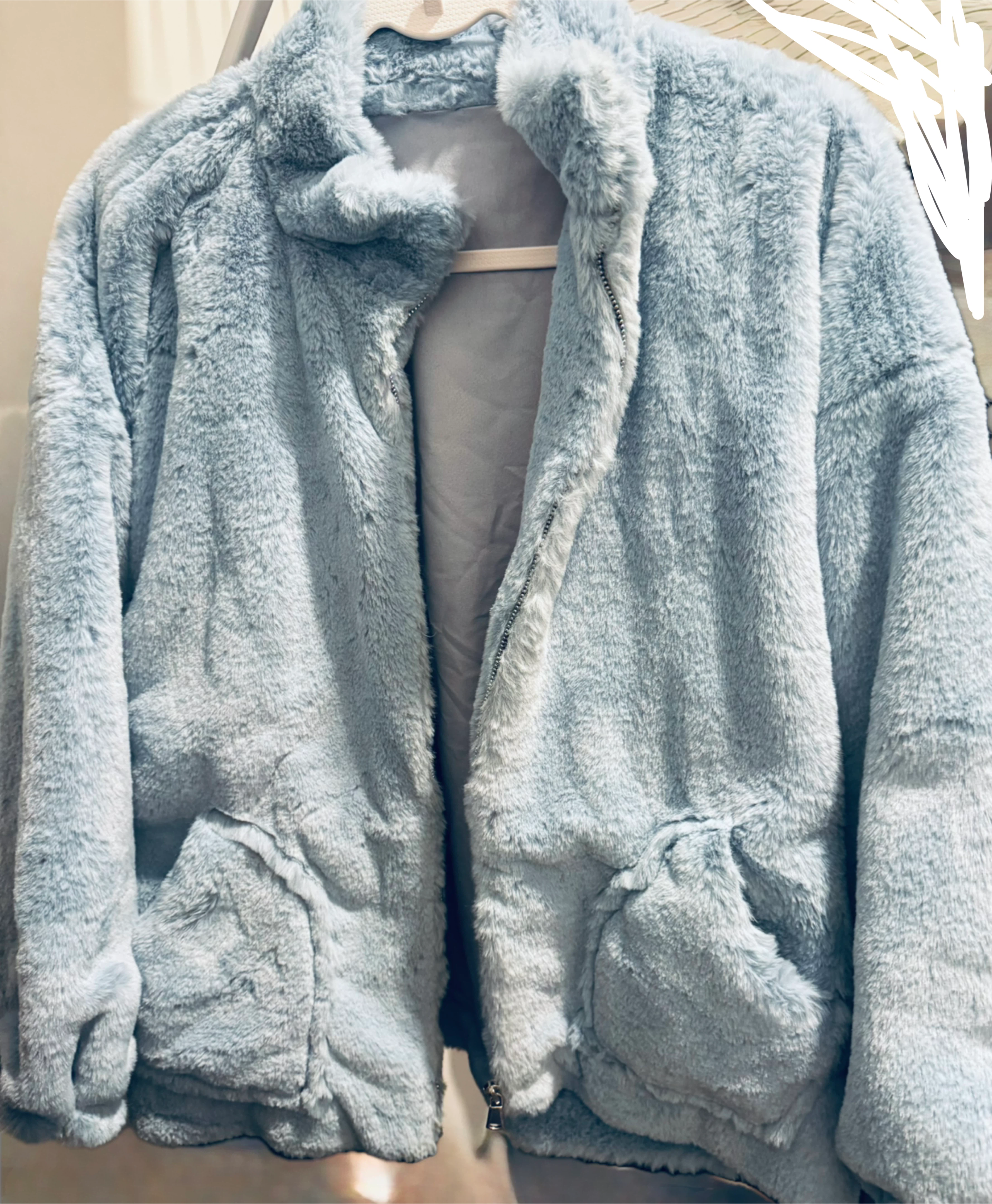 Light Blue Faux Fur Jacket - photo 2