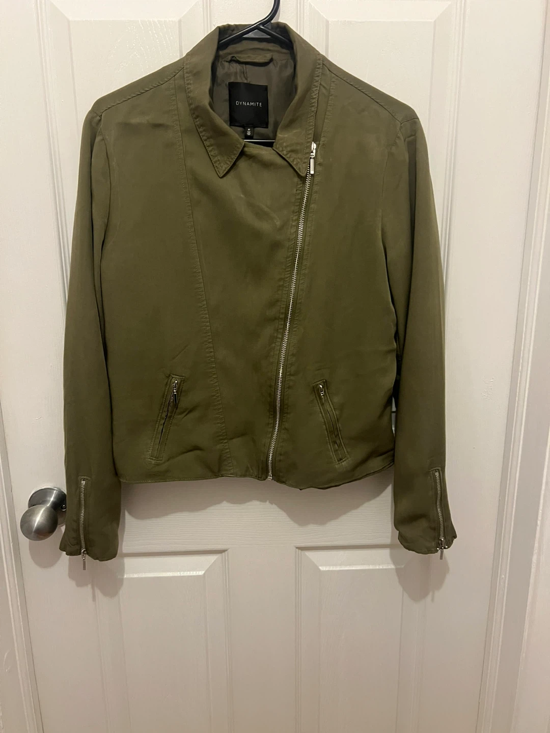 Dynamite Olive Green Asymmetrical Zip Jacket